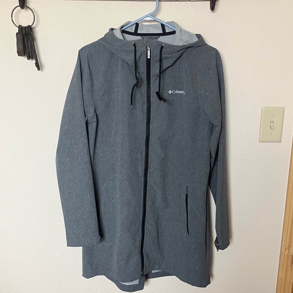 Womens Columbia Charcoal Hooded Rain Jacket